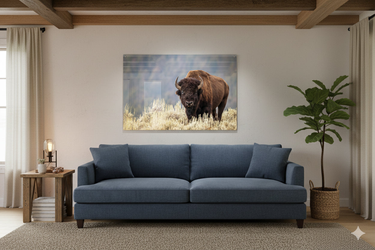 Bison Metal Print – Buffalo Wall Art, Rustic Western Nature Photography for Home or Office