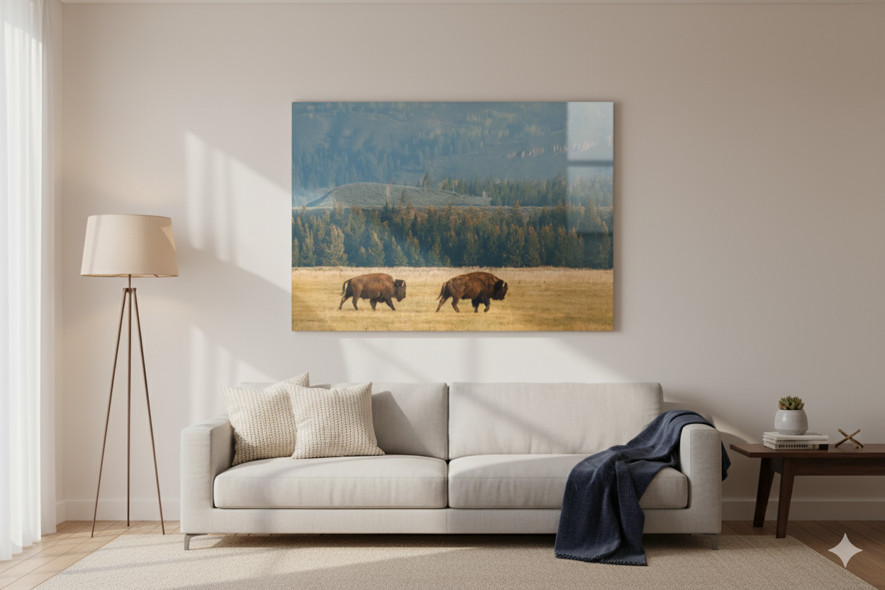 Buffalo Landscape Metal Print – Nature Photography Wall Art, Ranch & Cabin Decor