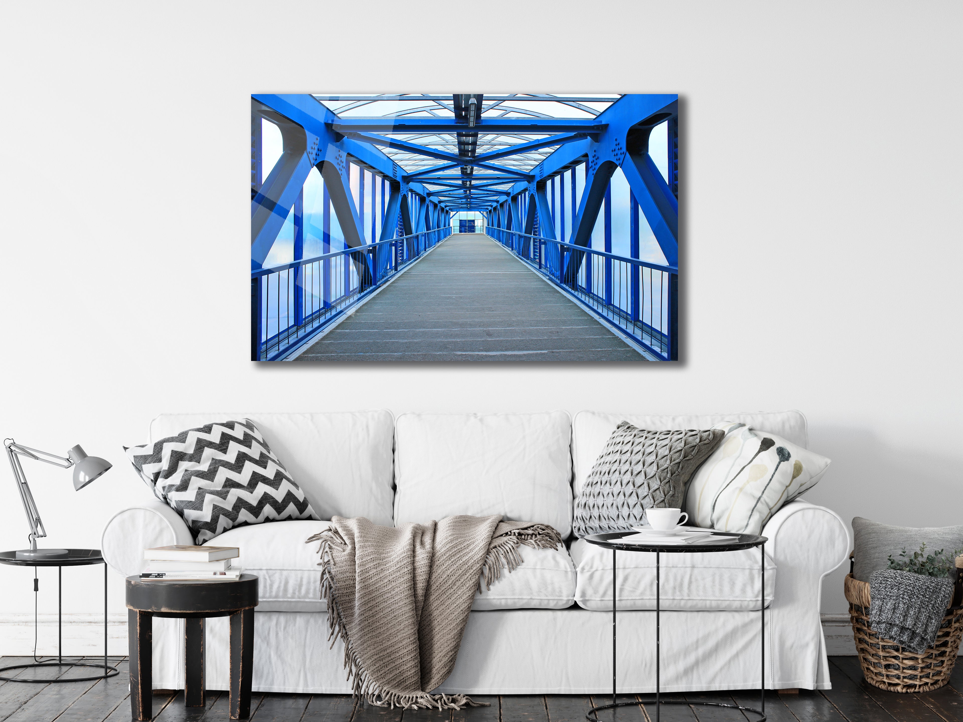 Blue Steel Bridge – Modern Metal Wall Art