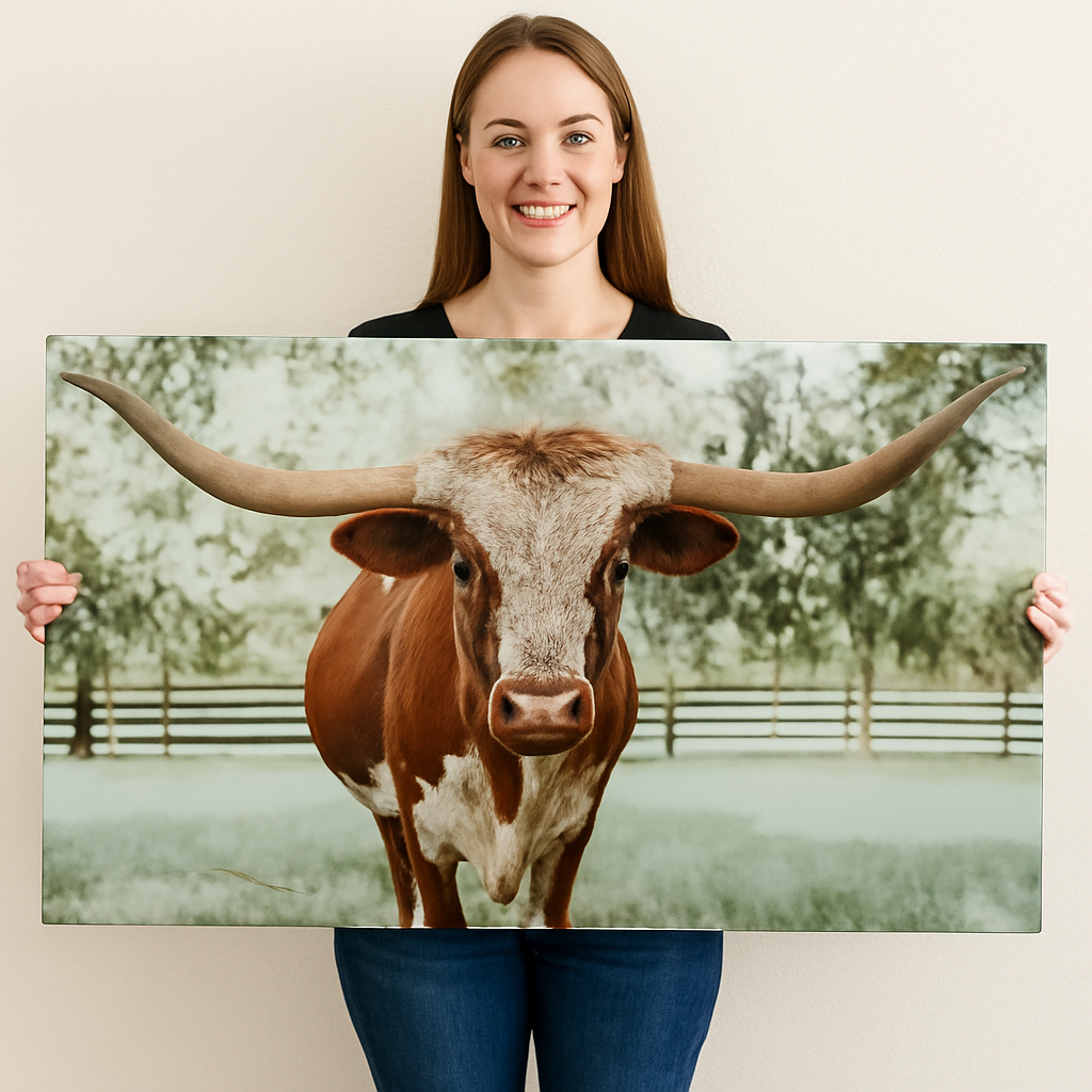 Texas Longhorn – 36x60 High-Gloss Metal Wall Art