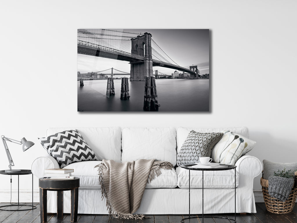 Brooklyn Bridge in Black & White – Classic Metal Wall Art