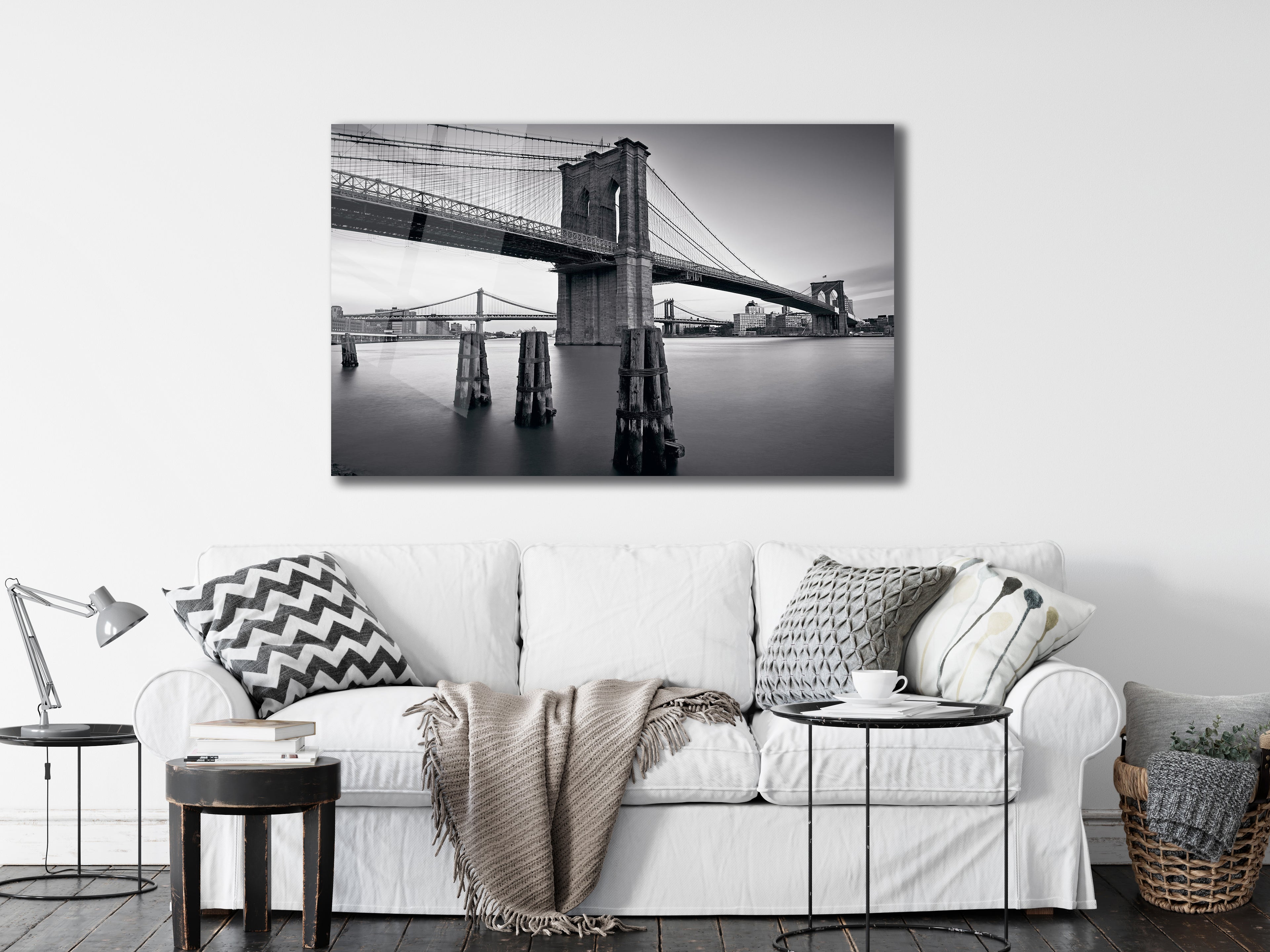 Brooklyn Bridge in Black & White – Classic Metal Wall Art